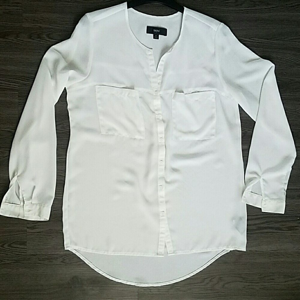 Sheer Long Sleeve Button up Blouse